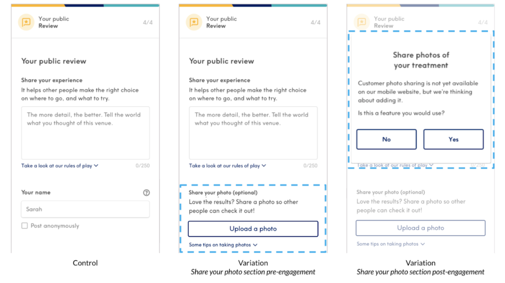 Treatwell Fake Door A/B test