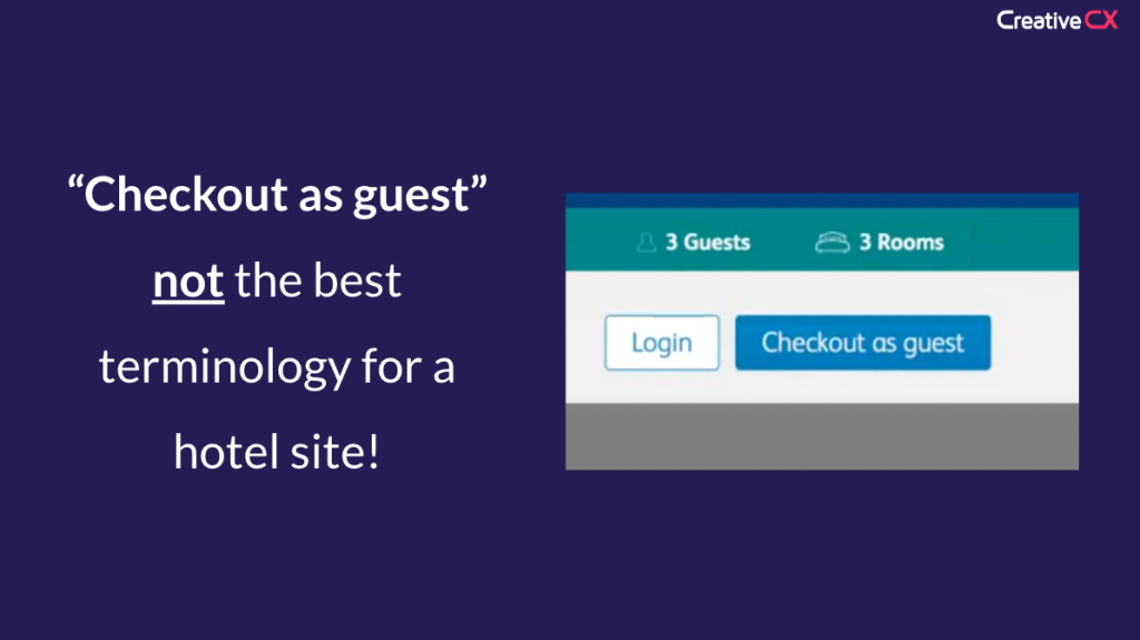 "Checkout" not the best term for a hotel website
