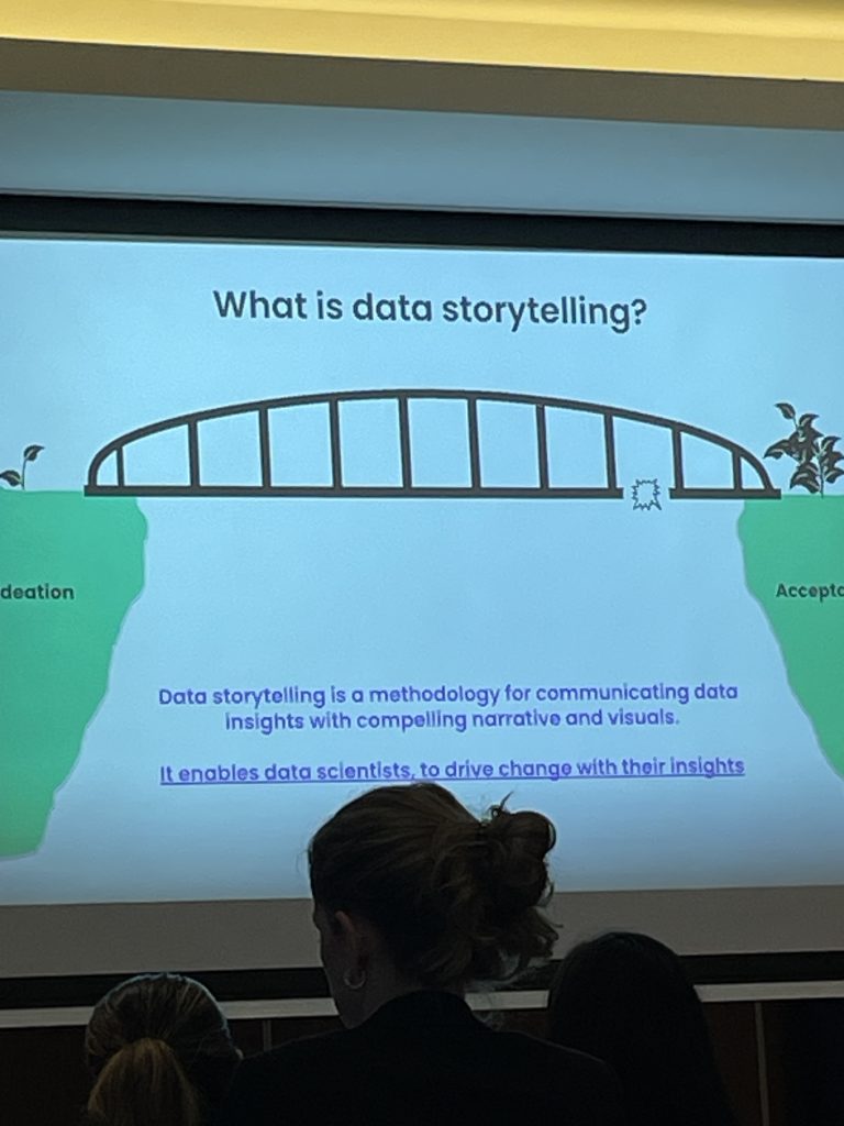 A slide from the 8 rules for effective storytelling talk, hosted by Datacamp. 