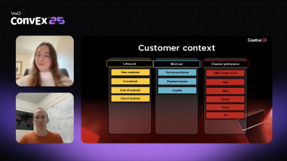 Charlotte from Virgin Media O2 and Chris Gibbins from Creative CX discussing the customer context
